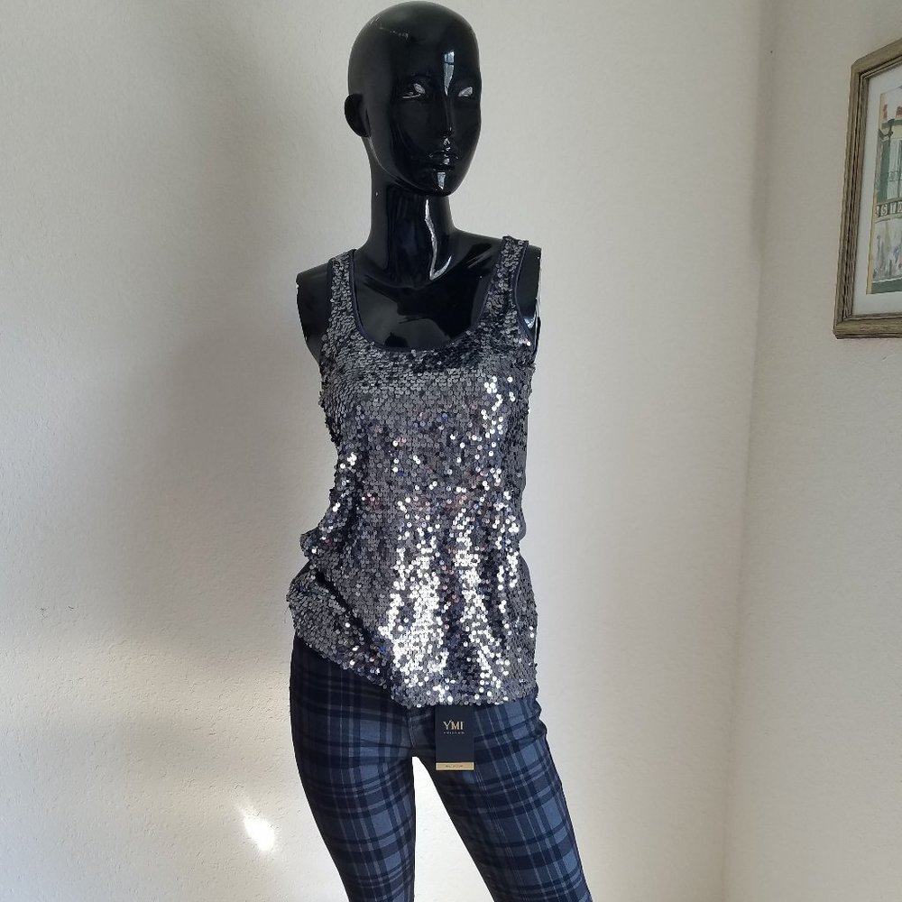 Express Sequine Gray Top - image 1